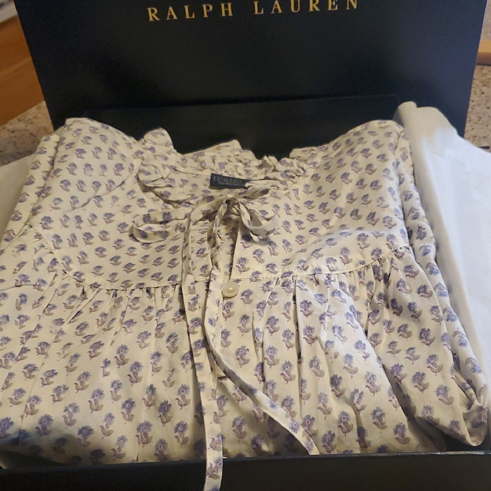 Ralph Lauren Cream Blouse with Lavender Floral Print